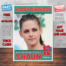Personalised Kristen Stewart 2 INSPIRED THEME Celebrity Birthday Card (SA)