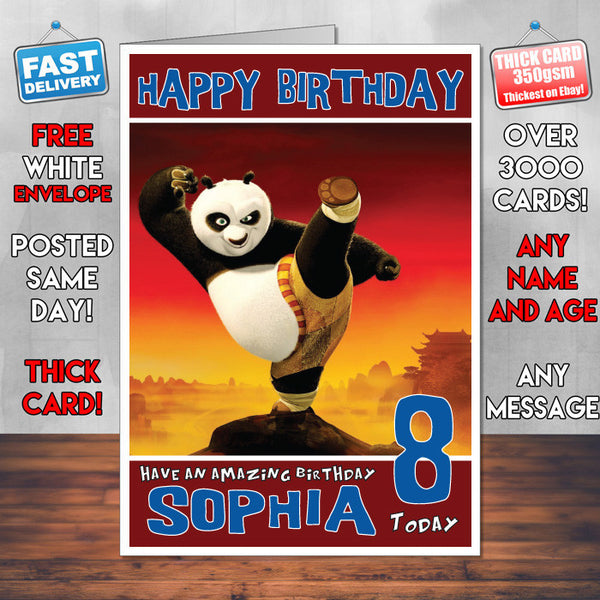 Personalised Kung Fu Panda 2011 Style Inspired Cartoon Birthday Card (SA)