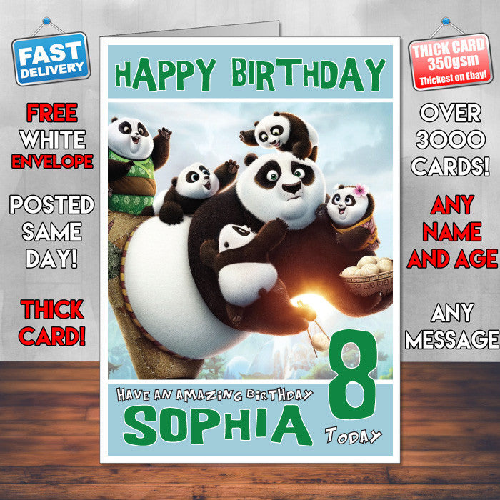 Personalised Kung Fu Panda 2016 Style Inspired Cartoon Birthday Card (SA)