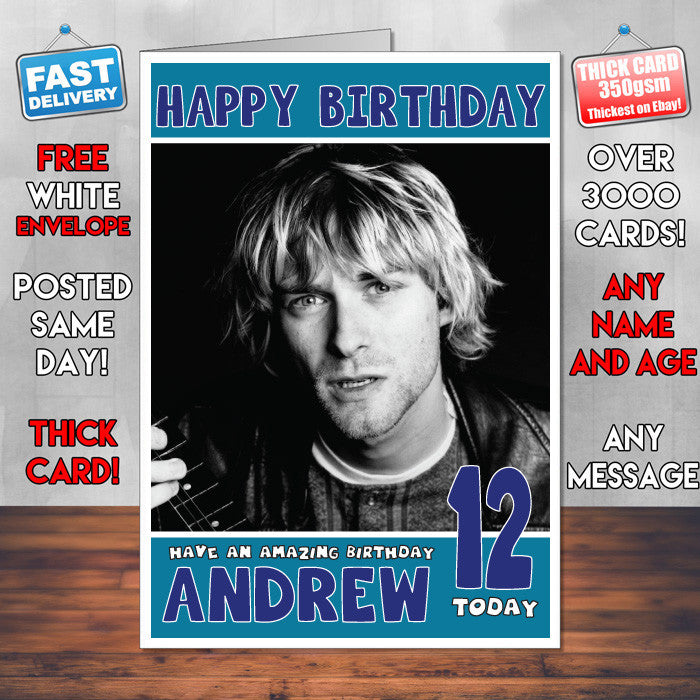 Personalised Kurt Cobain Inspired Theme Music Birthday Card