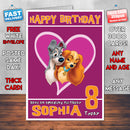 Personalised Lady And The Tramp 2 Style Inspired Cartoon Birthday Card (SA)