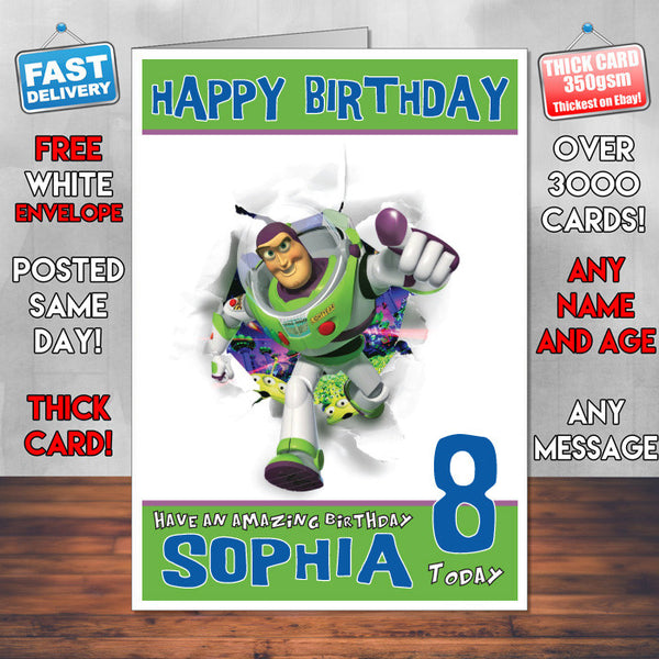 Personalised Lightyear Running Style Inspired Cartoon Birthday Card (SA)