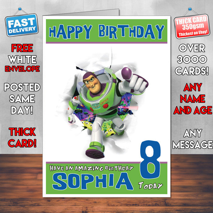 Personalised Lightyear Running Style Inspired Cartoon Birthday Card (SA)