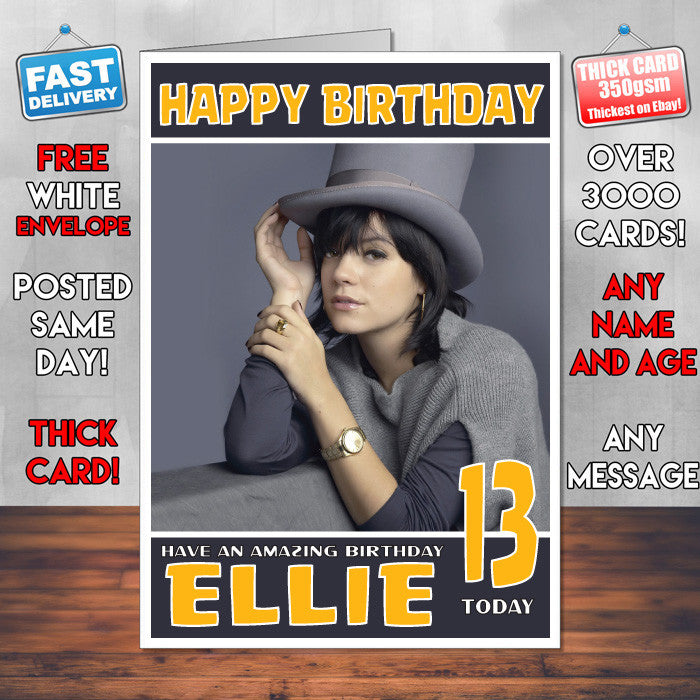 Personalised Lily Allen 1 Celebrity Inspired Style Birthday Card (SA)
