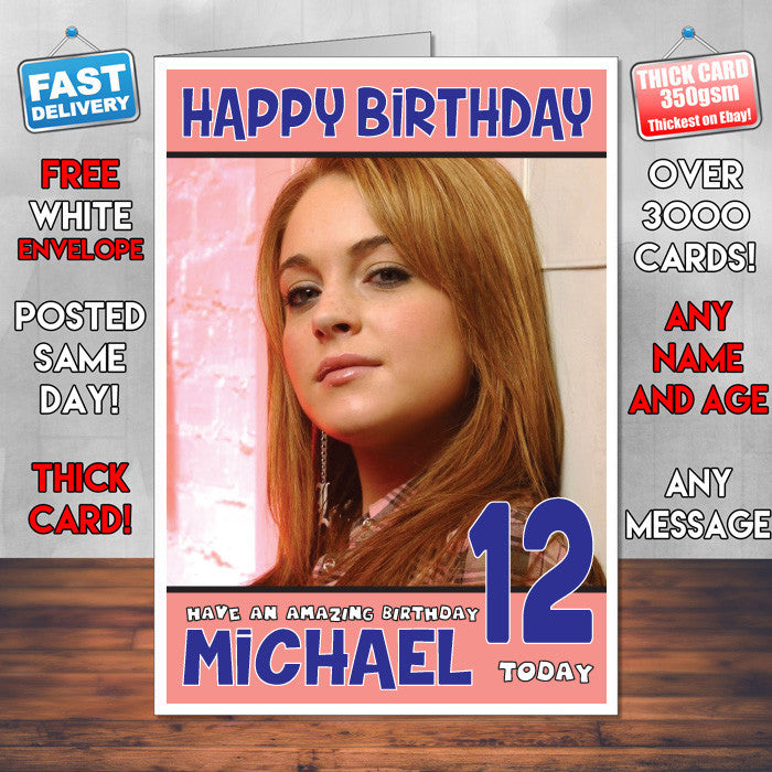 Personalised Lindsay Lohan 6 INSPIRED THEME Celebrity Birthday Card (SA)