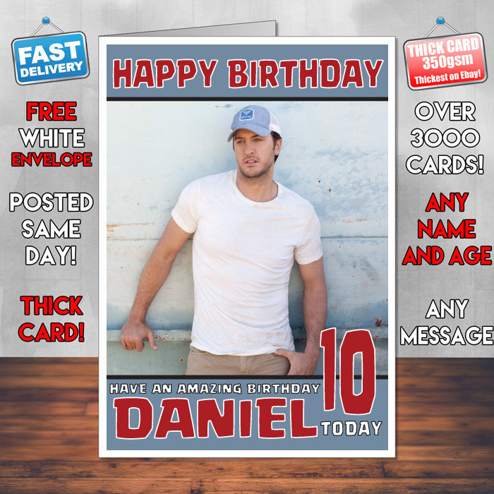 Personalised Luke Bryan 2 INSPIRED THEME Music Birthday Card (SA)