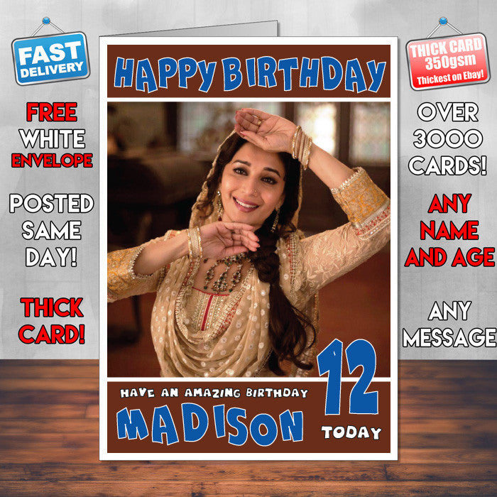 Personalised Madhuri Dixit 1 Bollywood Inspired Style Birthday Card (SA)