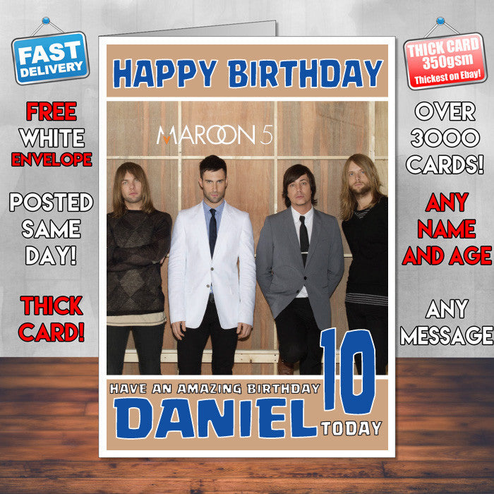 Personalised Maroon INSPIRED THEME Music Birthday Card (SA)