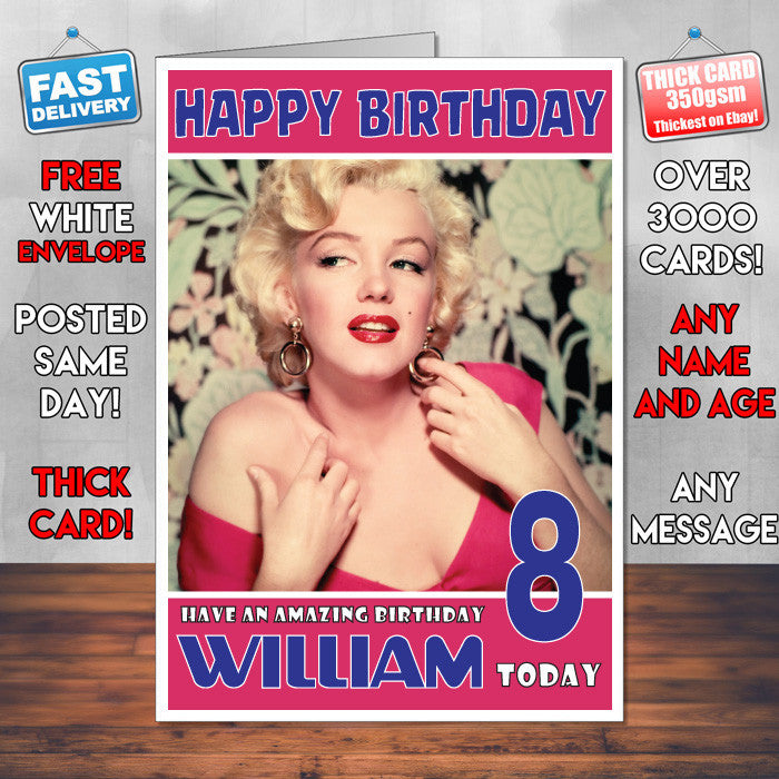 Personalised Marylin Monroe 3 INSPIRED THEME Celebrity Birthday Card (SA)