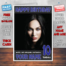 Personalised Megan Fox 1 INSPIRED THEME Celebrity Birthday Card (SA)