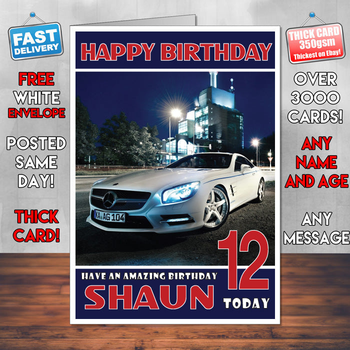 Personalised Mercedes 10 Cars Birthday Card (SA)