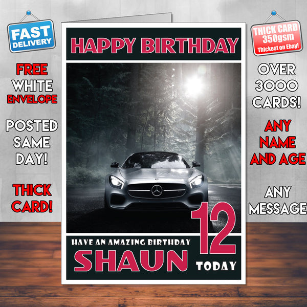 Personalised Mercedes 2 Cars Birthday Card