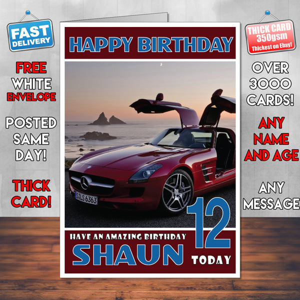 Personalised Mercedes 5 Cars Birthday Card
