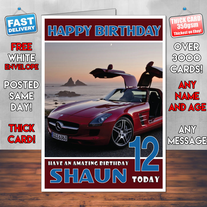 Personalised Mercedes 5 Cars Birthday Card (SA)