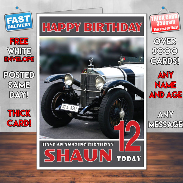 Personalised Mercedes 7 Cars Birthday Card