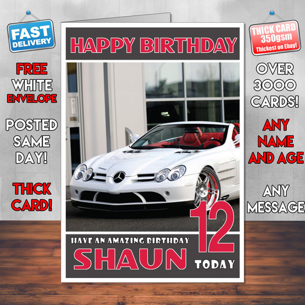 Personalised Mercedes 8 Cars Birthday Card