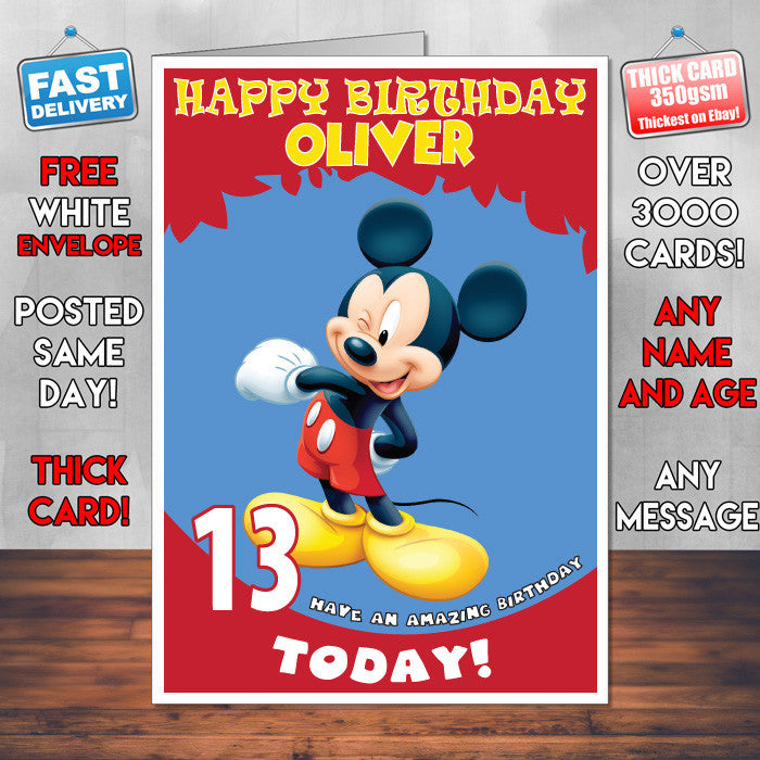 Personalised Micky Mouse 1 Birthday Card (SA)