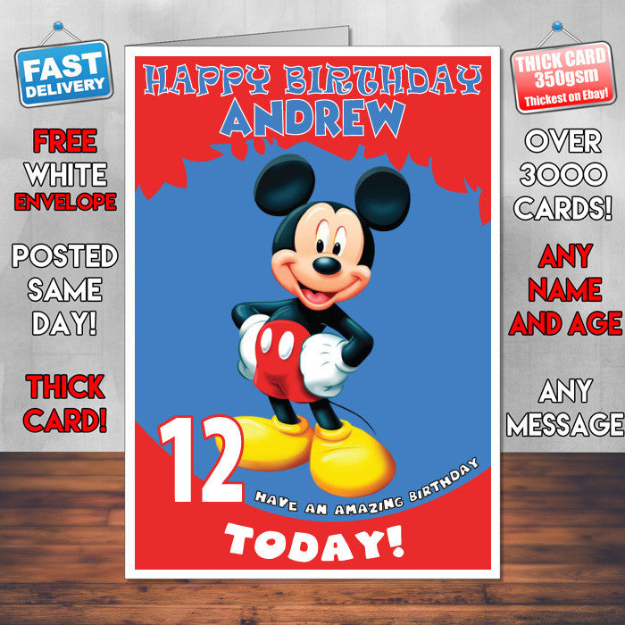 Personalised Micky Mouse 2 Birthday Card (SA)