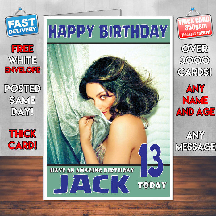 Personalised Mila Kunis 3 INSPIRED THEME Celebrity Birthday Card (SA)