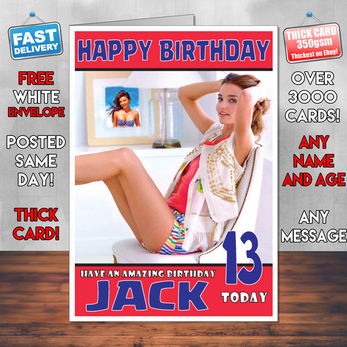 Personalised Miranda Kerr 1 INSPIRED THEME Celebrity Birthday Card (SA)