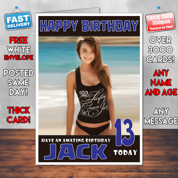 Personalised Miranda Kerr 4 Inspired Theme Celebrity Birthday Card
