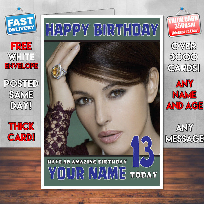 Personalised Monica Bellucci 4 INSPIRED THEME Celebrity Birthday Card (SA)