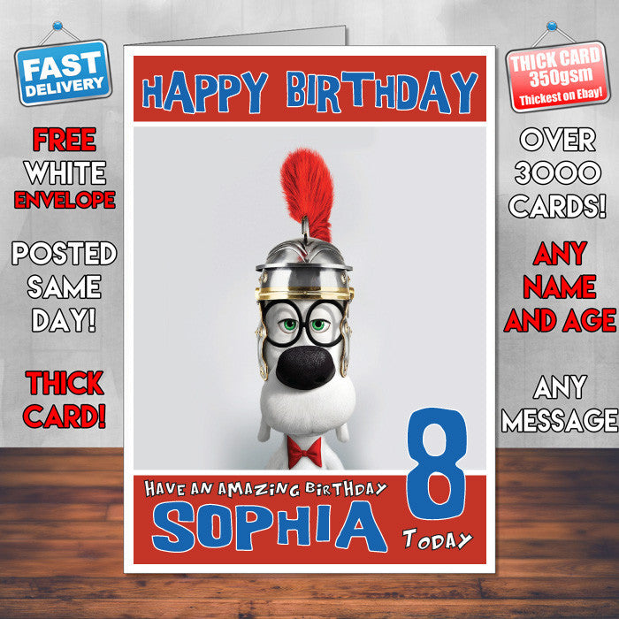Personalised Mr Peabody Dog Style Inspired Cartoon Birthday Card (SA)