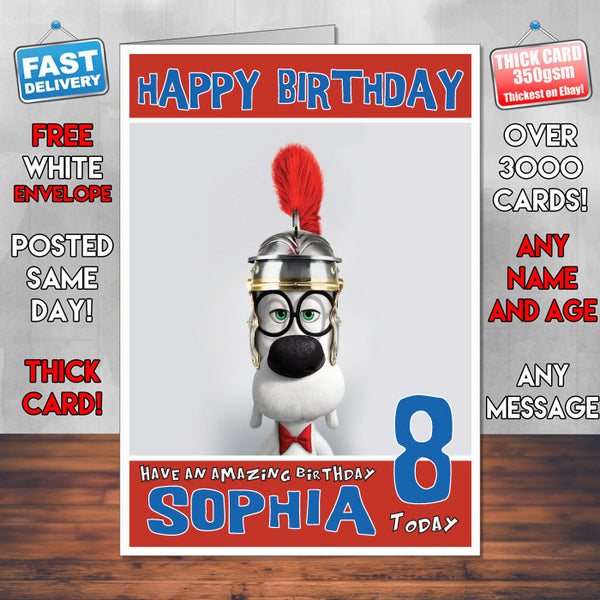 Personalised Mr Peabody Dog Style Inspired Cartoon Birthday Card (SA)