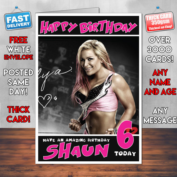 Personalised Natalya WWE Inspired Style Birthday Card (SA)