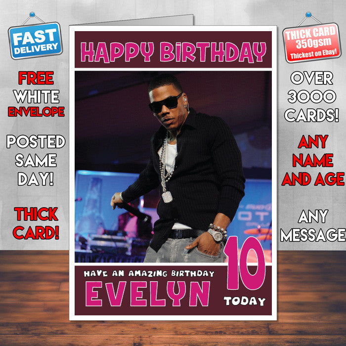 Personalised Nelly 1 INSPIRED THEME Music Birthday Card (SA)