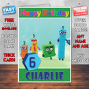 Personalised Number Blocks 12 Style Theme Personalised Kidshows Birthday Card (SA)