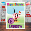 Personalised Number Blocks 1 Style Theme Personalised Kidshows Birthday Card (SA)