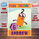 Personalised Number Blocks 2 Style Theme Personalised Kidshows Birthday Card (SA)