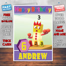 Personalised Number Blocks 3 Style Theme Personalised Kidshows Birthday Card (SA)