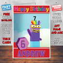 Personalised Number Blocks 7 Style Theme Personalised Kidshows Birthday Card (SA)