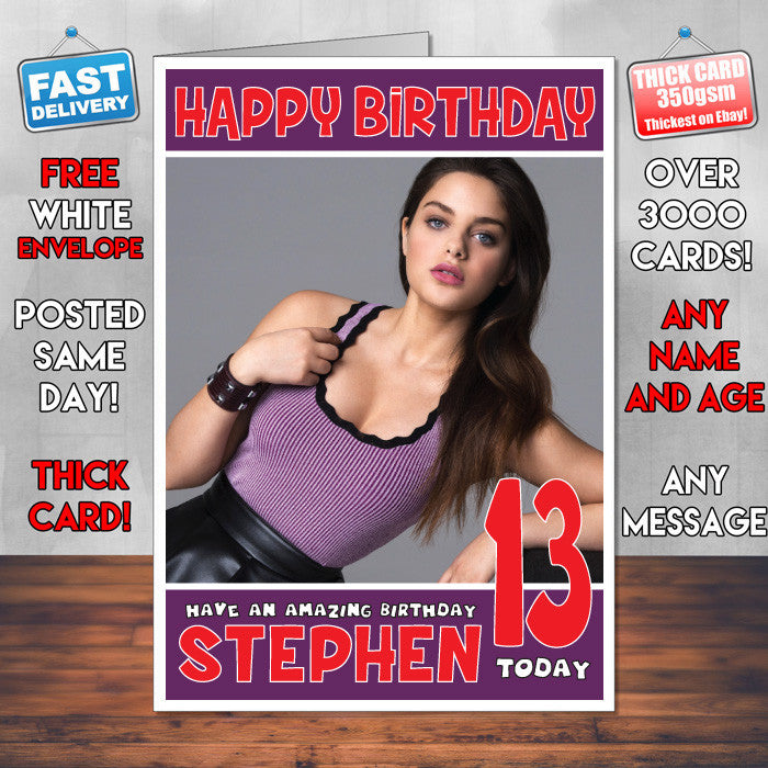Personalised Odeya Rush 4 INSPIRED THEME Celebrity Birthday Card (SA)