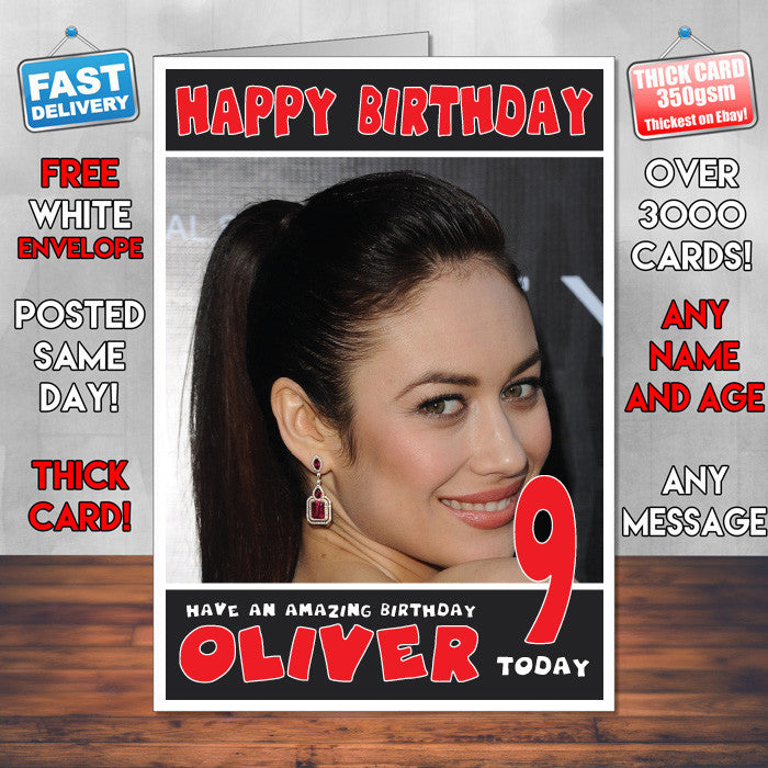 Personalised Olga Kurylenko 4 INSPIRED THEME Celebrity Birthday Card (SA)