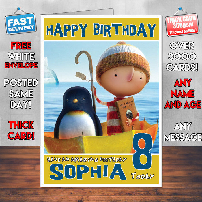 Personalised Oliver Jeffers Style Inspired Cartoon Birthday Card (SA)