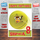 Personalised Oops Bee Style Inspired Cartoon Birthday Card (SA)