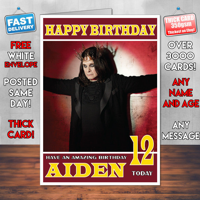 Personalised Ozzy Osbourne 3 Celebrity Inspired Style Birthday Card (SA)