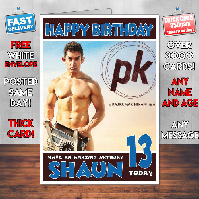 Personalised PK Movie Bollywood Inspired Style Birthday Card (SA)