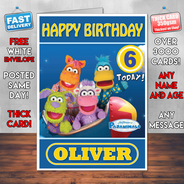 Personalised Pajanimals 3 Style Theme Personalised Kidshows Birthday Card (SA)