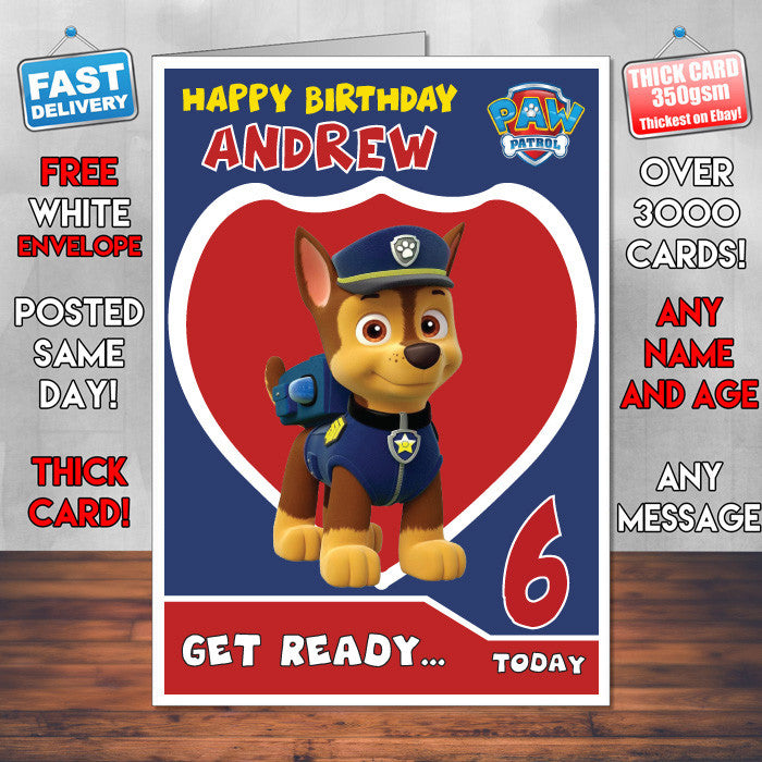 Personalised Paw Patrol 1 Birthday Card (SA)