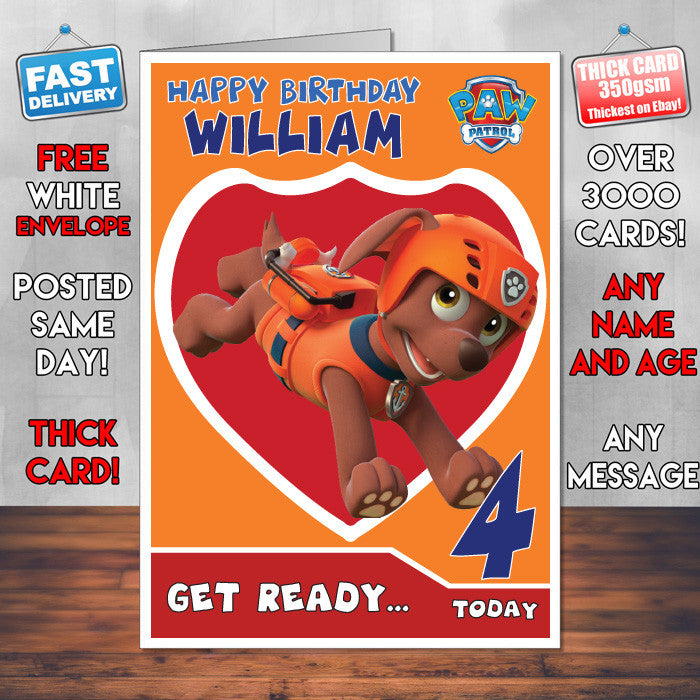 Personalised Paw Patrol 5 Birthday Card (SA)