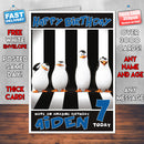 Personalised Penguins Of Madagascar 2 Style Inspired Cartoon Birthday Card (SA)