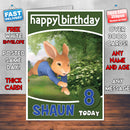 Personalised Peter Rabbit 10 Style Theme Personalised Kidshows Birthday Card (SA)