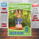 Personalised Peter Rabbit 1 Style Theme Personalised Kidshows Birthday Card (SA)