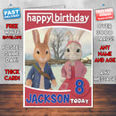 Personalised Peter Rabbit 4 Style Theme Personalised Kidshows Birthday Card (SA)