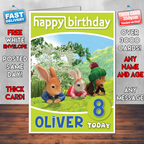 Personalised Peter Rabbit 6 Style Theme Personalised Kidshows Birthday Card (SA)