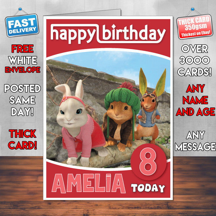 Personalised Peter Rabbit 9 Style Theme Personalised Kidshows Birthday Card (SA)